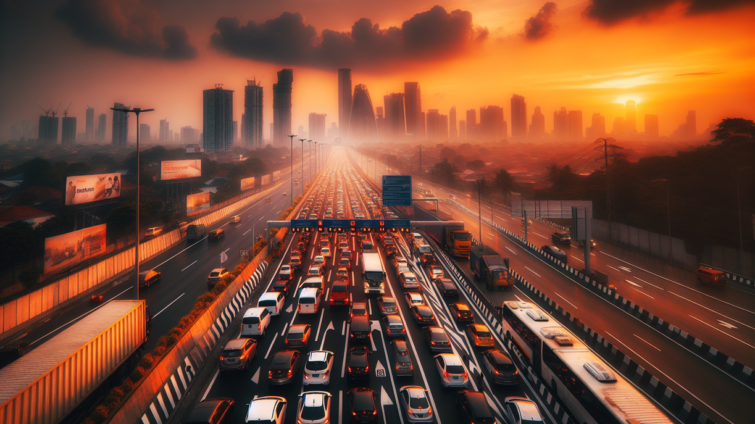 alt_text: Macet pagi di tol menuju Jakarta, kendaraan padat membuat warga Jabodetabek resah.