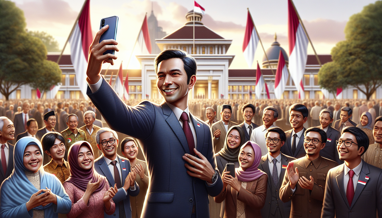 alt_text: Gibran selfie saat Shalat Id, menciptakan momen kebersamaan dan kedekatan sosial.
