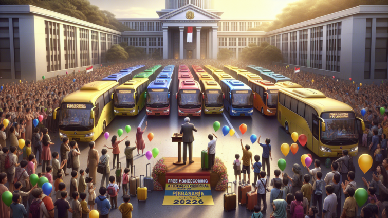 alt_text: "Spanduk acara Mudik Gratis Kejagung PERSAJA, mendukung warga pulang ke kampung halaman."