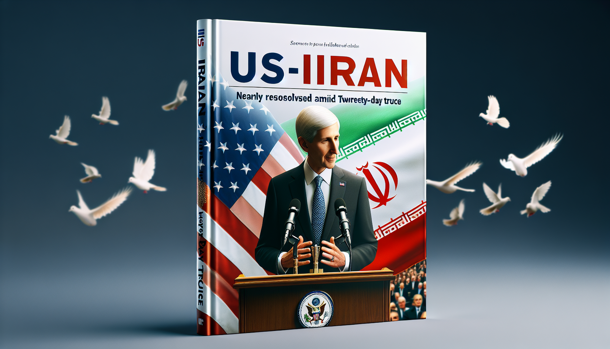 alt_text: Poster perang AS-Iran, menyoroti janji damai dan dampak 20 tahun konflik.