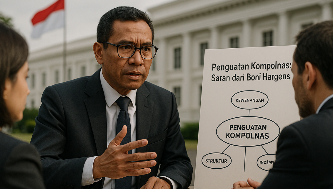 "alt_text": "Poster Revisi UU Polri untuk memperkuat peran Kompolnas sebagai pengawas eksternal Polri."