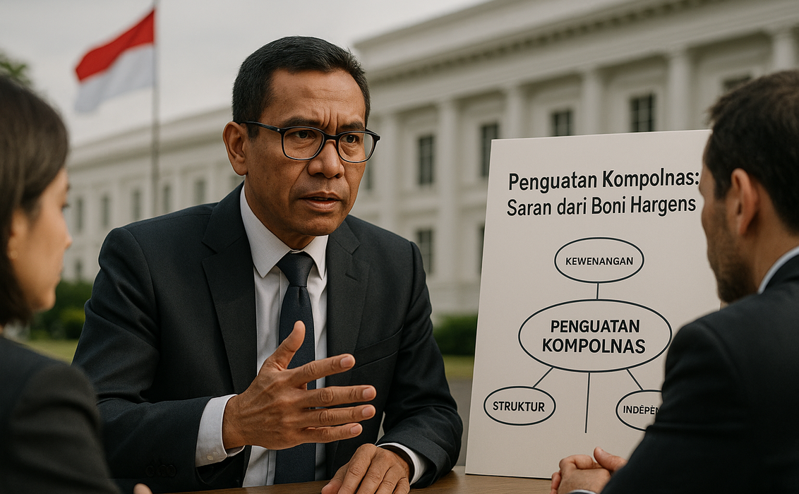 "alt_text": "Poster Revisi UU Polri untuk memperkuat peran Kompolnas sebagai pengawas eksternal Polri."