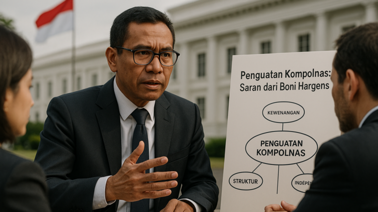 "alt_text": "Poster Revisi UU Polri untuk memperkuat peran Kompolnas sebagai pengawas eksternal Polri."