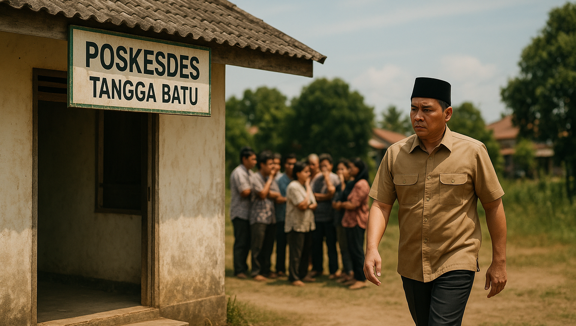 alt_text: Poskesdes kosong, Bupati menyampaikan permintaan maaf kepada warga.