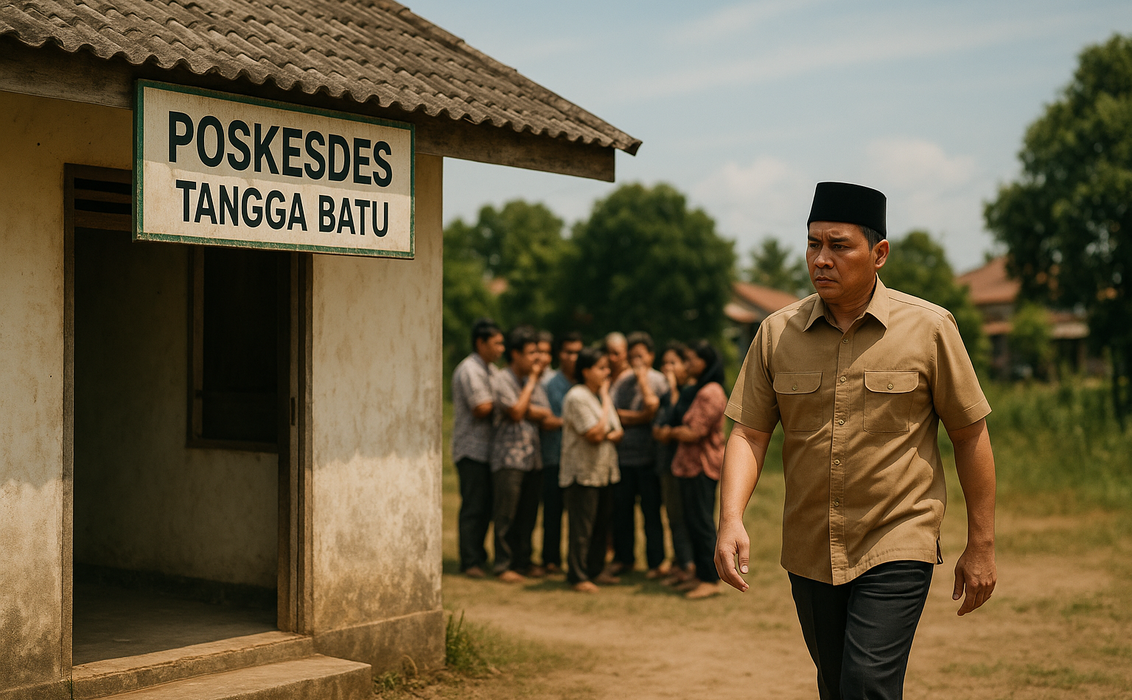 alt_text: Poskesdes kosong, Bupati menyampaikan permintaan maaf kepada warga.
