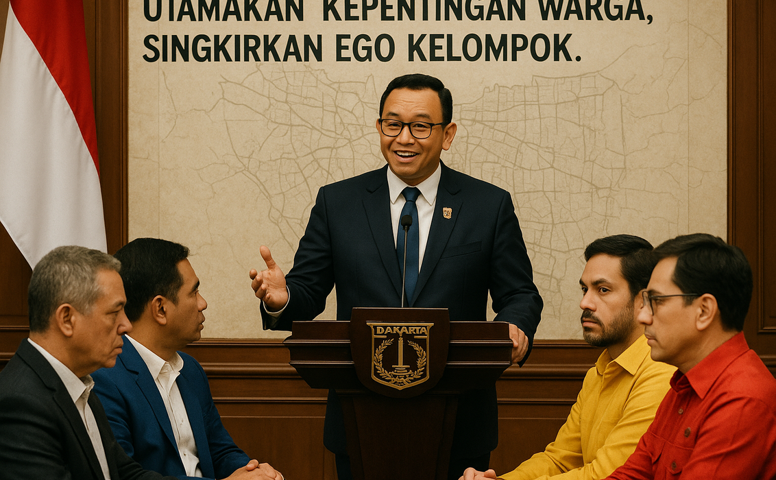 alt_text: "Brosur politik baru: Fokus melayani warga, bukan hanya mengejar kekuasaan."