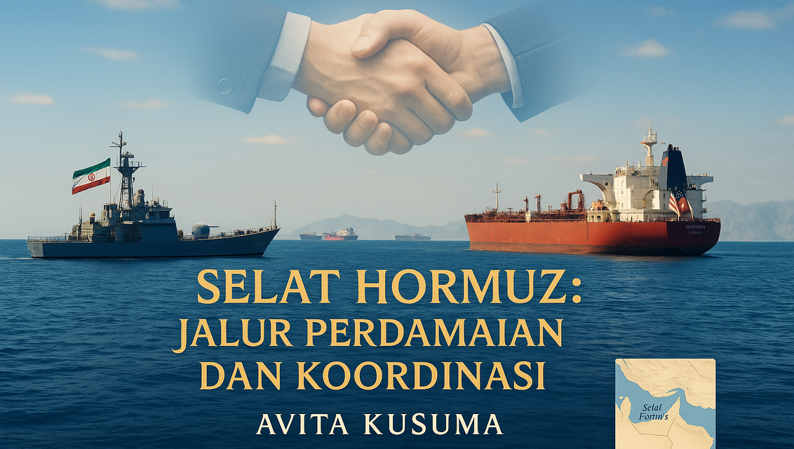 "alt_text": "Selat Hormuz, jalur vital migas global dalam pengaruh geopolitik Teheran."