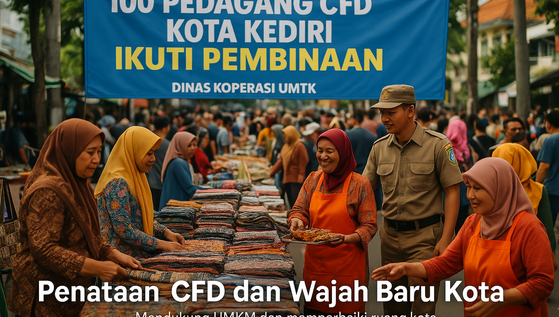 alt_text: Suasana penataan Car Free Day dan revitalisasi pusat kota Kediri.